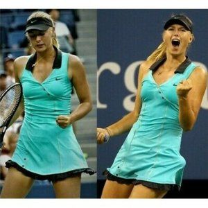 Nwt Nike Maria Sharapova Blue Tennis Dress Ruffled Skirt XS